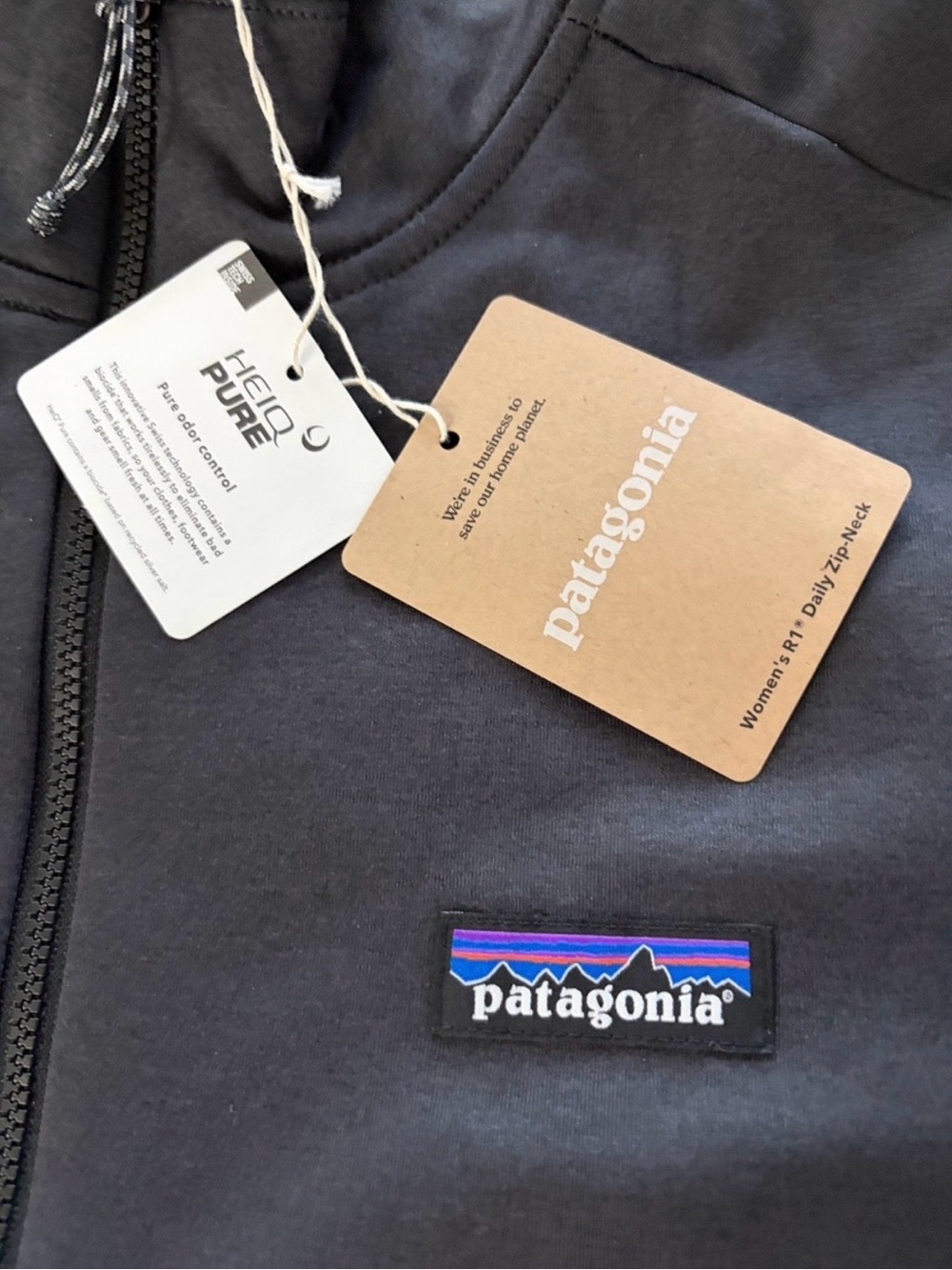 Patagonia Black Women's Zip-Front Top with Multicolor Logo